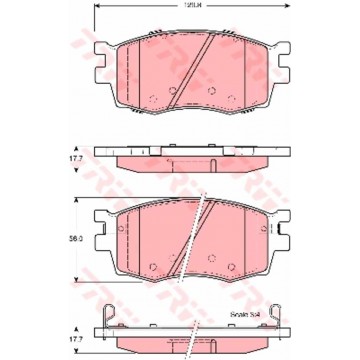 Колодки тормозные Accent KIA Rio (05-) передние (4шт.), GDB3420, TRW